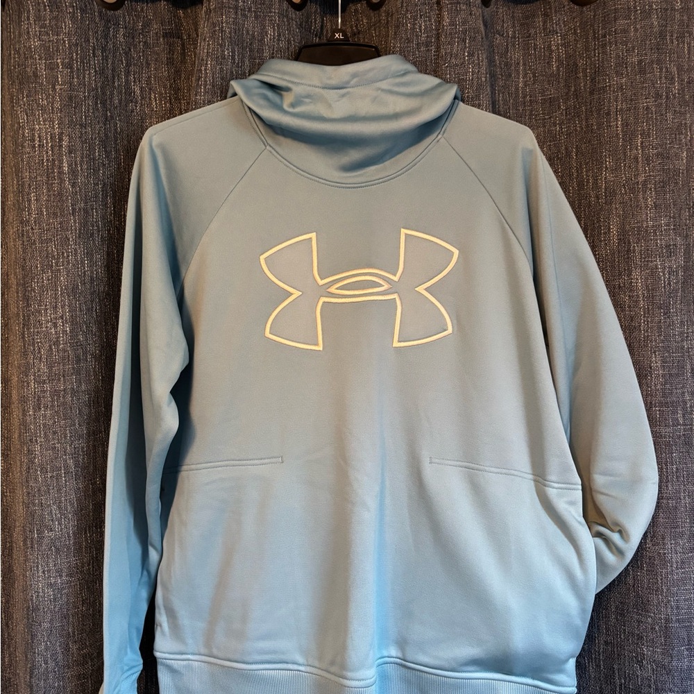 Under Armour Men's Light Blue Loose ColdGear Funnel Neck Hoodie